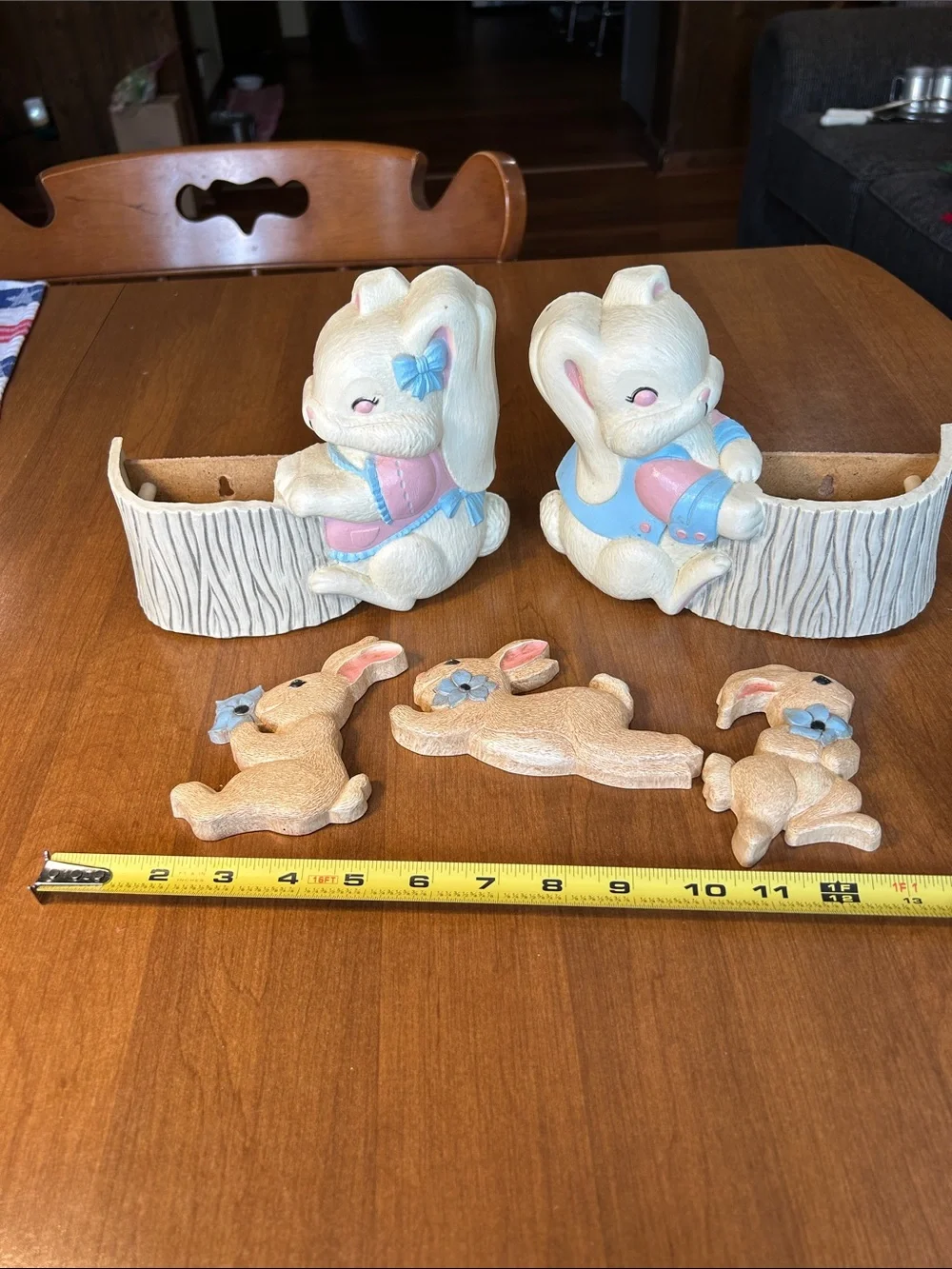 Vintage Homco Burwood  Bunny Decor with Pastel Blue & Pink Accents